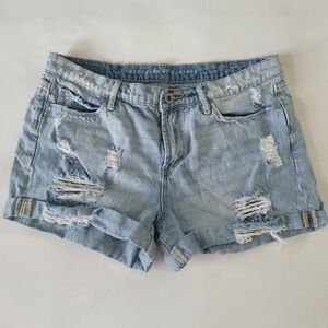 Articles Of Society Light Blue Denim Distressed Jean Shorts Size 28